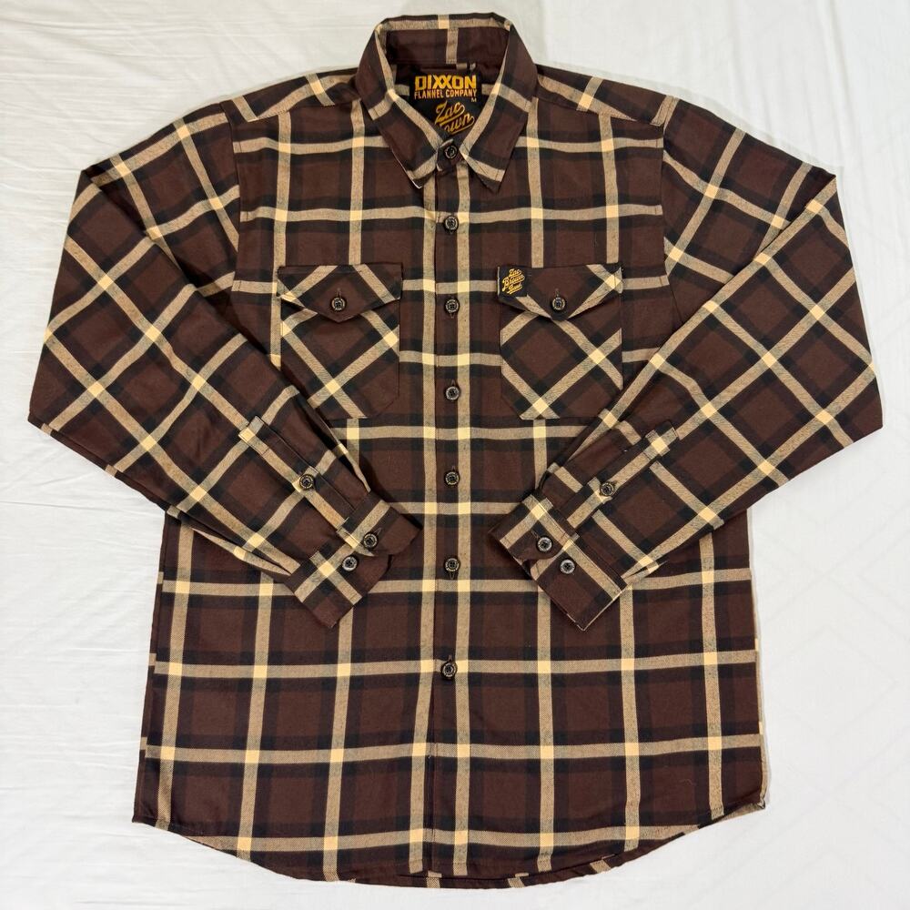 Dixxon Flannel Co Zac Brown Band Flannel Shirt Men's M Brown Plaid D-Tech